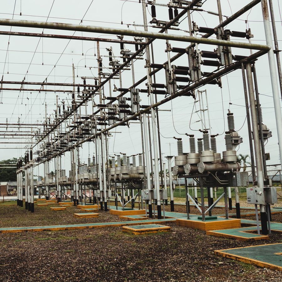 A shot of a part of high voltage electric power station